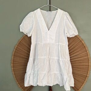 Cotton and linen white dress Zara size small